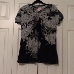 Festive Halloween themed Koi scrub top